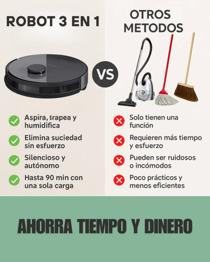 ROBOT INTELIGENTE 3 EN 1 ASPIRA/BARRE/HUMIDIFICA  Cleanme®